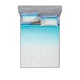 thumbnail image 1 of Ambesonne Beach Fitted Sheet & Pillow Sham Set, Carribean Ocean Island, Full, Cream Turquoise, 1 of 2