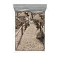 thumbnail image 1 of Ambesonne Beach Fitted Sheet & Pillow Sham Set, Coastal Holiday Ocean, Queen, Beige and Blue, 1 of 2