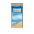 thumbnail image 1 of Ambesonne Beach Fitted Sheet & Pillow Sham Set, Path over Golden Sand, Twin, Cream Blue, 1 of 2