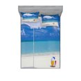 thumbnail image 1 of Ambesonne Beach Fitted Sheet & Pillow Sham Set, Summer Season Vibes Sea, Queen, White Cream Blue, 1 of 2