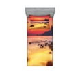 thumbnail image 1 of Ambesonne Beach Fitted Sheet & Pillow Sham Set, Sunrise over Sea, Twin, Orange Yellow, 1 of 2