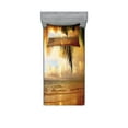 thumbnail image 1 of Ambesonne Beach Fitted Sheet & Pillow Sham Set, Sunset Caribbean Palms, Twin, Dark Orange Pale Blue, 1 of 2