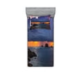 thumbnail image 1 of Ambesonne Beach Fitted Sheet & Pillow Sham Set, Tropic Seashore Sunset, Twinxl, Multicolor, 1 of 3