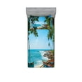 thumbnail image 1 of Ambesonne Beach Fitted Sheet & Pillow Sham Set, Tropical Ocean Scenery, Twin, Green and Blue, 1 of 2