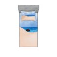 thumbnail image 1 of Ambesonne Beach Fitted Sheet & Pillow Sham Set, Wreck Boat on the Coast, Twinxl, Blue Cream, 1 of 2