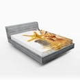 thumbnail image 1 of Ambesonne Beach Fitted Sheet, Sea Shells and Starfish, Queen Size, Earth Yellow Cream, 1 of 3