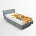 thumbnail image 1 of Ambesonne Beach Fitted Sheet, Sea Shells and Starfish, Twin Size, Earth Yellow Cream, 1 of 3