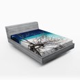 thumbnail image 1 of Ambesonne Beach Fitted Sheet, Seascape Theme Driftwood, Queen Size, Turquoise and Blue, 1 of 2