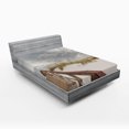 thumbnail image 1 of Ambesonne Beach Fitted Sheet, Tropical Gulf Island, Full Size, Grey Cream, 1 of 2