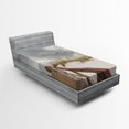 thumbnail image 1 of Ambesonne Beach Fitted Sheet, Tropical Gulf Island, Twin Size, Grey Cream, 1 of 2