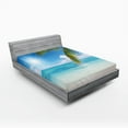 thumbnail image 1 of Ambesonne Beach Fitted Sheet, Tropical Seashore Palms, Full Size, Fern Green Sky Blue, 1 of 3