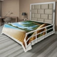 thumbnail image 1 of Ambesonne Beach Flat Sheet, Nautical Sand Landscape, Full Size, Green Ivory Blue, 1 of 1
