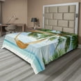 thumbnail image 1 of Ambesonne Beach Flat Sheet, Ocean Sandy Shore Palm, King Size, Green Cream Blue, 1 of 1