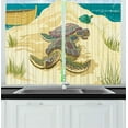 thumbnail image 1 of Ambesonne Beach Kitchen Curtains, Sea Turtles Sand Boat, 55"x39", Pale Yellow Green Teal, 1 of 2