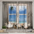 thumbnail image 1 of Ambesonne Beach Kitchen Curtains, Seashells Starfish Palms, 55"x39", Pale Brown Sky Blue, 1 of 2
