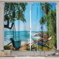 thumbnail image 1 of Ambesonne Beach Kitchen Curtains, Tropical Ocean Scenery, 55"x39", Green and Blue, 1 of 3