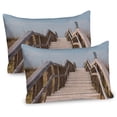 thumbnail image 1 of Ambesonne Beach Pathway Pillow Sham 2 Pack, Boardwalk Dunes Oats, 26"x20", Tan Pale Blue Grey, 1 of 3