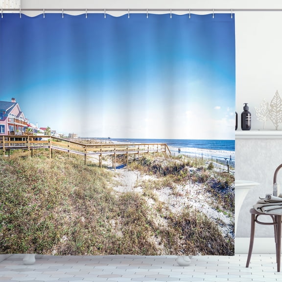 Ambesonne Beach Pathway Shower Curtain, Coastal Scene Sky, 69"Wx84"L, Multicolor
