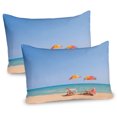thumbnail image 1 of Ambesonne Beach Pillow Sham 2 Pack, Chair Umbrella Relaxing, 36"x20", Turquoise Beige, 1 of 1