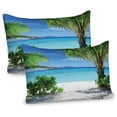 thumbnail image 1 of Ambesonne Beach Pillow Sham 2 Pack, Idyllic Oceanic Resort, 36"x20", Green Aqua Coconut, 1 of 3