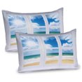 thumbnail image 1 of Ambesonne Beach Pillow Sham 2 Pack, Ocean View Vivid Sun, 26"x20", Blue Teal Sand Brown, 1 of 3