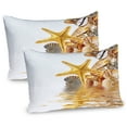thumbnail image 1 of Ambesonne Beach Pillow Sham 2 Pack, Sea Shells and Starfish, 36"x20", Earth Yellow Cream, 1 of 3