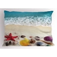 thumbnail image 1 of Ambesonne Beach Pillow Sham, Sea Shells on Sandy Coast, 36" X 20", Multicolor, 1 of 2