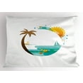 thumbnail image 1 of Ambesonne Beach Pillow Sham, Tropic Paradise Summer, 26" X 20", Turquoise Marigold Brown, 1 of 2