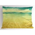 thumbnail image 1 of Ambesonne Beach Pillow Sham, Vintage Grunge Sea View, 26" X 20", Earth Yellow Turquoise, 1 of 2