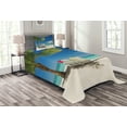 thumbnail image 1 of Ambesonne Beach Quilted Bedspread Set 2 Pcs, Relaxing Panorama Sea, Twin Size, Green Blue, 1 of 3