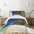 thumbnail image 1 of Ambesonne Beach Quilted Bedspread Set 2 Pcs, Sandy Coastline Surreal, Twin Size, Lime Green Blue Cream, 1 of 5