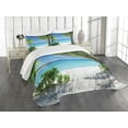 thumbnail image 1 of Ambesonne Beach Quilted Bedspread Set 3 Pcs, Idyllic Oceanic Resort, King Size, Green Aqua Coconut, 1 of 5