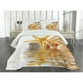 thumbnail image 1 of Ambesonne Beach Quilted Bedspread Set 3 Pcs, Sea Shells and Starfish, Queen Size, Earth Yellow Cream, 1 of 5
