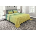 thumbnail image 1 of Ambesonne Beach Quilted Bedspread Set 3 Pcs, Vintage Grunge Sea View, Queen Size, Earth Yellow Turquoise, 1 of 3