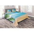 thumbnail image 1 of Ambesonne Beach Quilted Coverlet 3 Pcs, Exotic Lagoon Sand Ocean, King Size, Sand Brown Sky Blue, 1 of 2