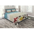 thumbnail image 1 of Ambesonne Beach Quilted Coverlet 3 Pcs, Sea Shells on Sandy Coast, Queen Size, Multicolor, 1 of 4
