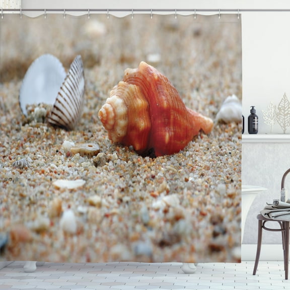 Ambesonne Beach Scene Shower Curtain, Seashells on the Sand, 69"Wx70"L, Burnt Sienna Multicolor