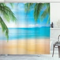 thumbnail image 1 of Ambesonne Beach Shower Curtain, Exotic Lagoon Sand Ocean, 69"Wx70"L, Sand Brown Sky Blue, 1 of 3