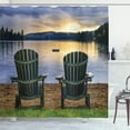 thumbnail image 1 of Ambesonne Beach Shower Curtain, Lakeside at Sunset Park, 69"Wx84"L, Navy Green, 1 of 5