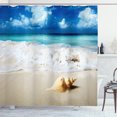 thumbnail image 1 of Ambesonne Beach Shower Curtain, Nautical Sunny Coastline, 69"Wx75"L, Sand Brown Aqua Blue, 1 of 5