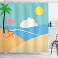 thumbnail image 1 of Ambesonne Beach Shower Curtain, Palm Tree Sea Sun Cloud Art, 69"Wx84"L, Seafoam and Soft Pink, 1 of 4