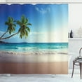 thumbnail image 1 of Ambesonne Beach Shower Curtain, Scenic Island View Trees, 69"Wx70"L, Pale Brown Green Blue, 1 of 5