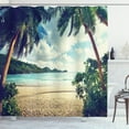 thumbnail image 1 of Ambesonne Beach Shower Curtain, Summer Vintage Tropical, 69"Wx75"L, Dark Green Sand Brown, 1 of 3