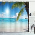 thumbnail image 1 of Ambesonne Beach Shower Curtain, Tropical Seashore Palms, 69"Wx84"L, Fern Green Sky Blue, 1 of 5