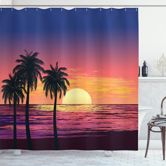 Ambesonne Beach Sunset Shower Curtain, Romantic Dreamy Sky, 69"Wx84"L, Multicolor