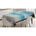 thumbnail image 1 of Ambesonne Beach Tablecloth Rectangular Table Cover, Tropical Seashore Palms, 60"x84", Fern Green Sky Blue, 1 of 3