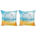 thumbnail image 1 of Ambesonne Beach Throw Pillow Cover 2 Pack, Abstract Sunny Seashore, 20", Pale Blue and Marigold, 1 of 7