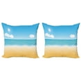 thumbnail image 1 of Ambesonne Beach Throw Pillow Cover 2 Pack, Relaxing Sunny Seaside, 16", Sand Brown Sky Blue, 1 of 2