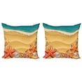 thumbnail image 1 of Ambesonne Beach Throw Pillow Cover 2 Pack, Seashell on Shore Cartoon, 18", Sand Brown Orange Teal, 1 of 7