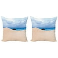 thumbnail image 1 of Ambesonne Beach Throw Pillow Cover 2 Pack, Wreck Boat on the Coast, 16", Blue Cream, 1 of 2